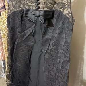 Elegant Black Lace Dress with Bow Detail